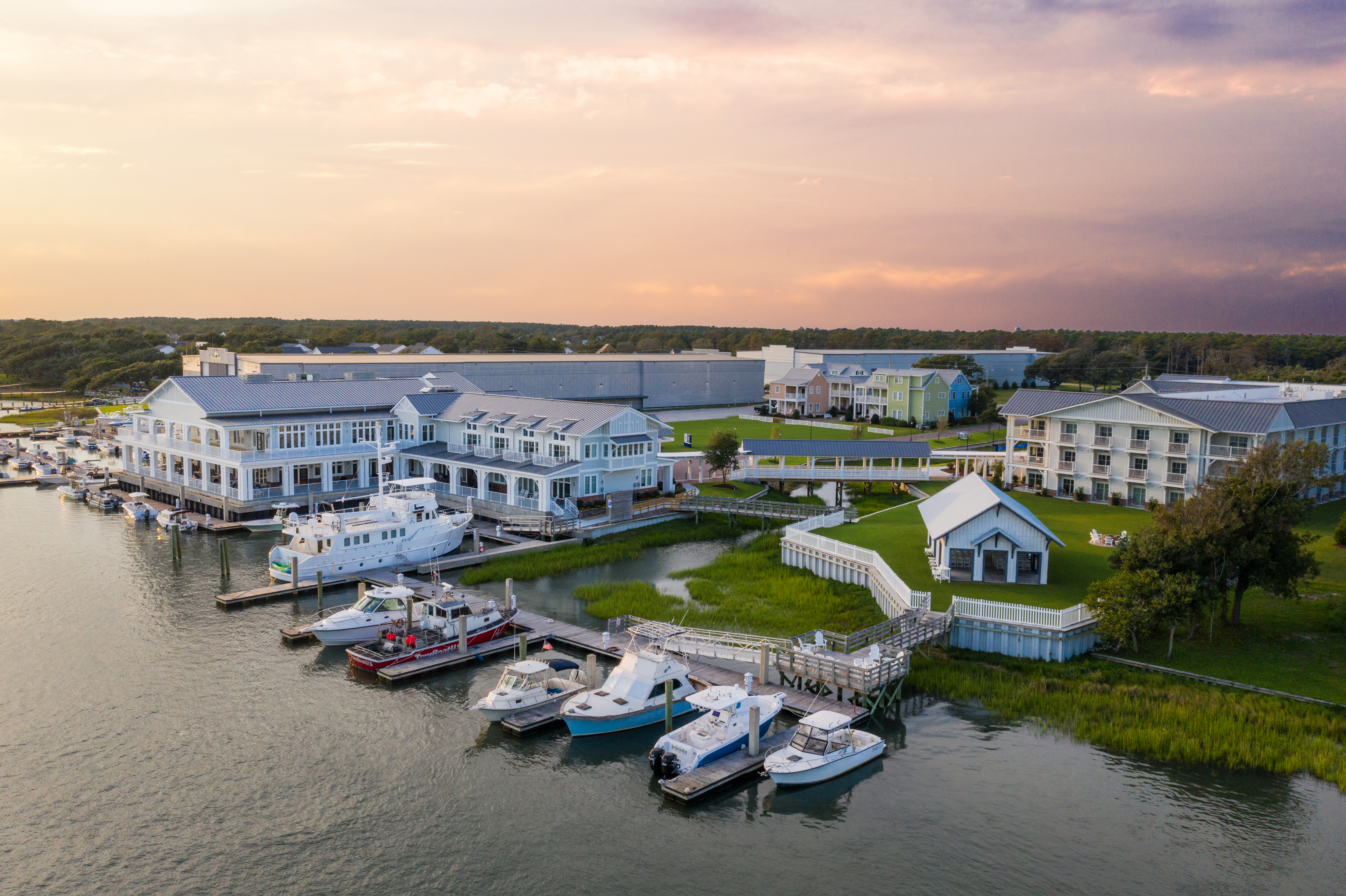 Aerial shot of Beaufort Hotel at sunset