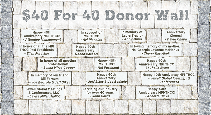 MPI THCC's $40 For 40 Donor Wall