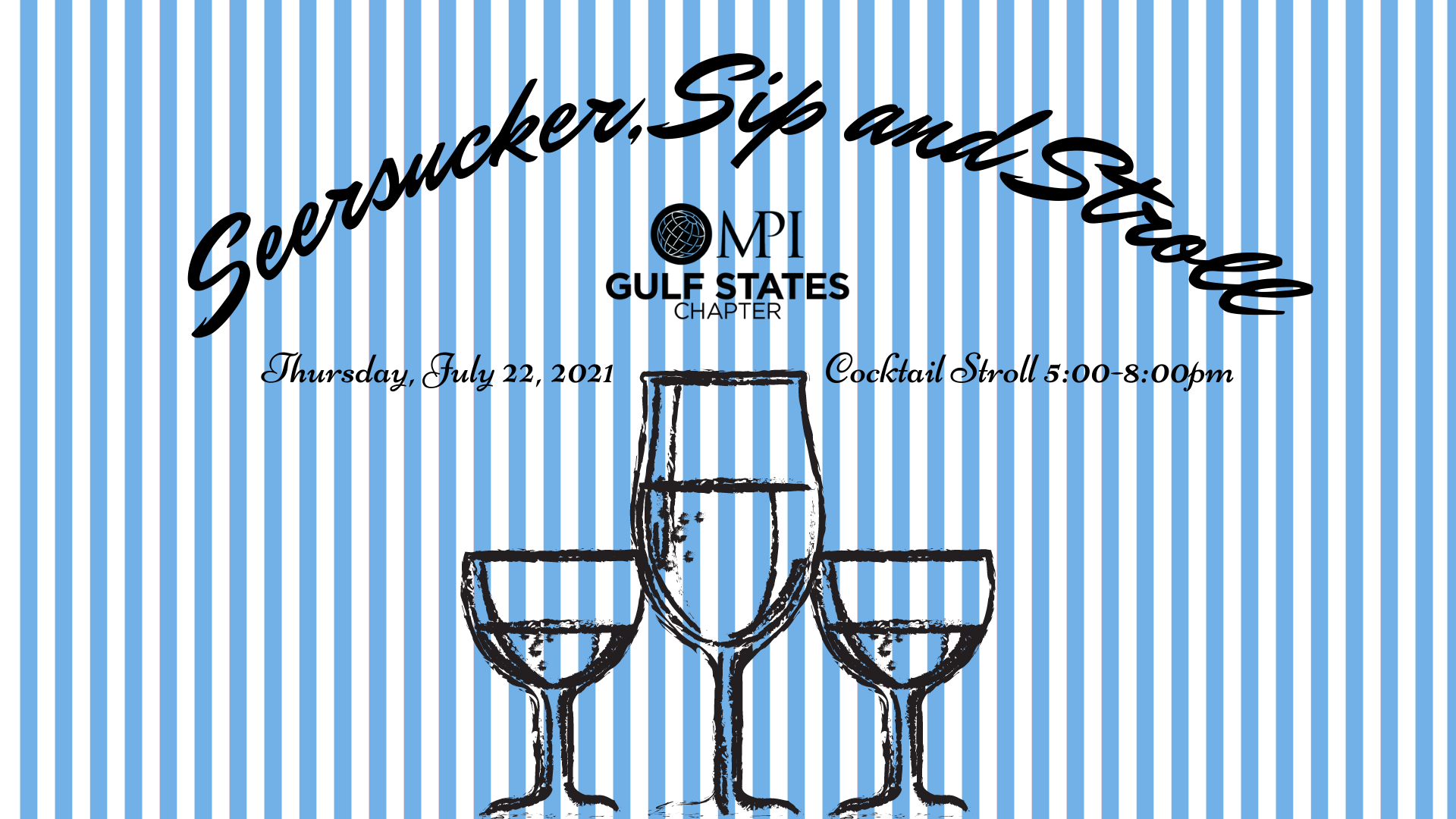 Seersucker, Sip & Stroll graphic Seersucker, Sip & Stroll graphic