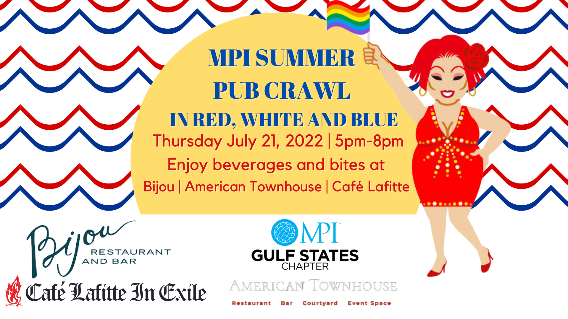 Summer Pub Crawl in Red, White, and Blue