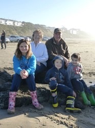 Carol Berry with family on the beach