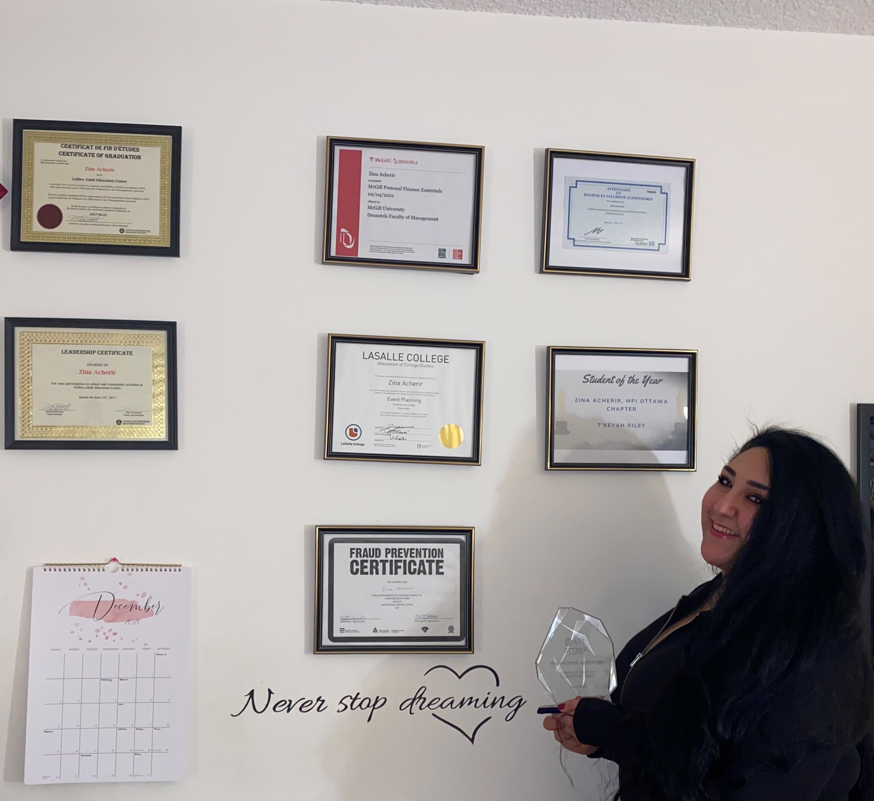 Zina Wall of fame